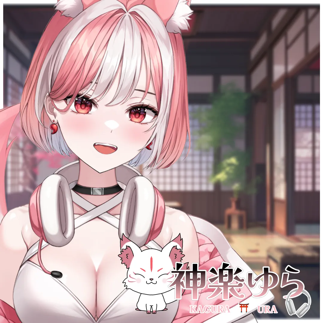 白狐VTuber|神楽ゆら正方形の背景